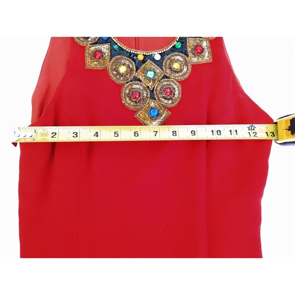 Opalis Vintage Red Cocktail Dress Sequins Beads A Line Size 2 - Picture 7 of 8